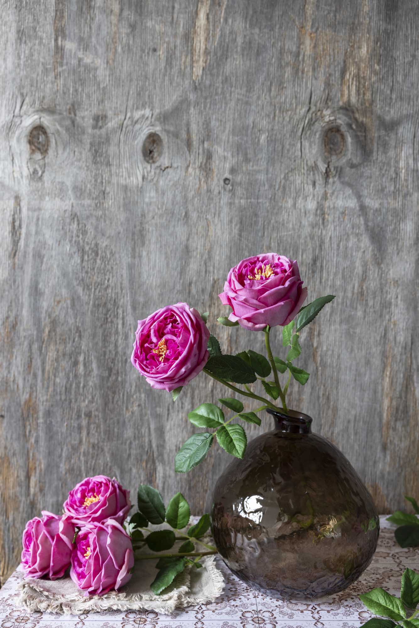 Artificial Real Touch Garden Rose, Mauve - Image 5