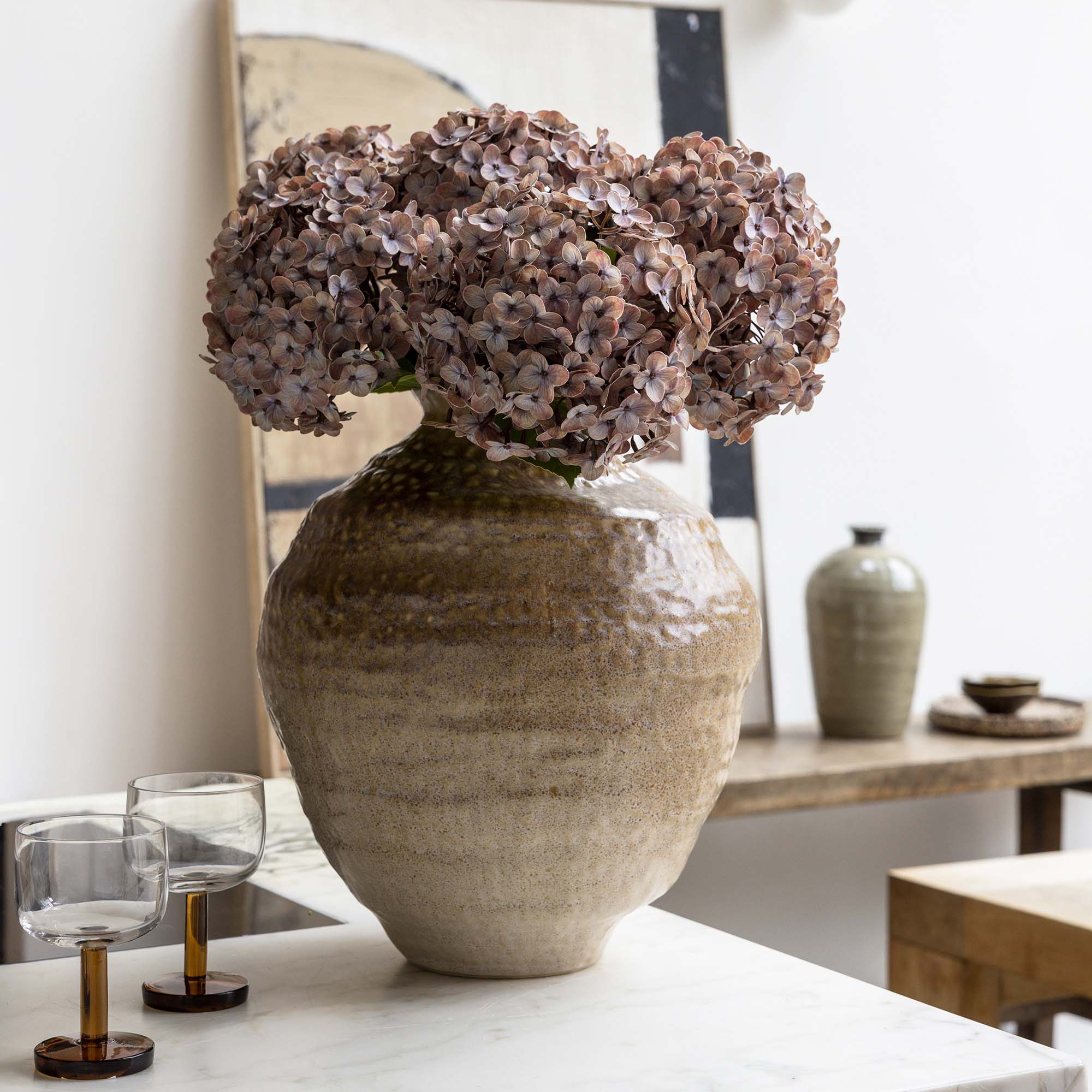 Artificial Real Touch Hydrangea, Antique Blush