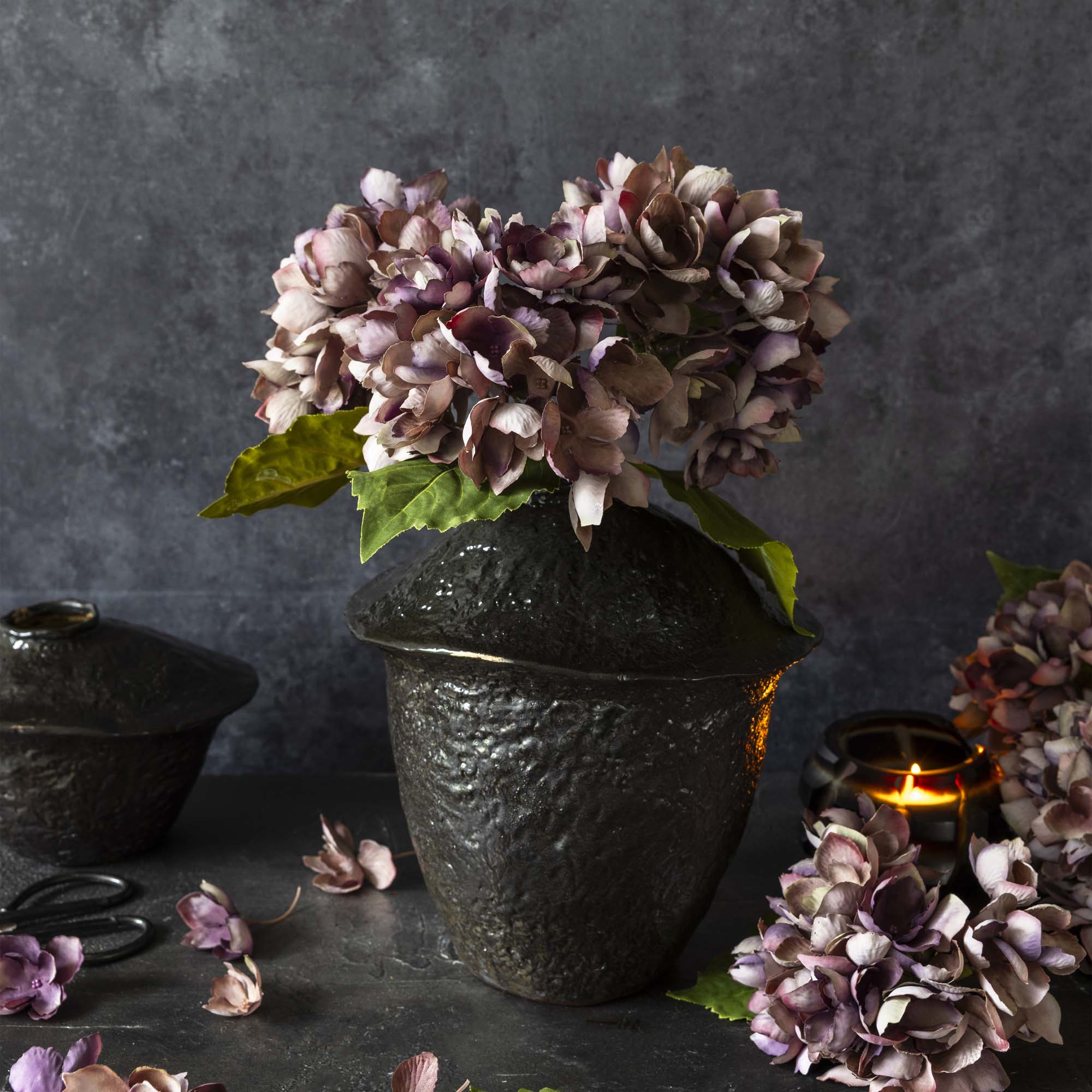 Artificial Hydrangea Bunch, Damson - Image 4