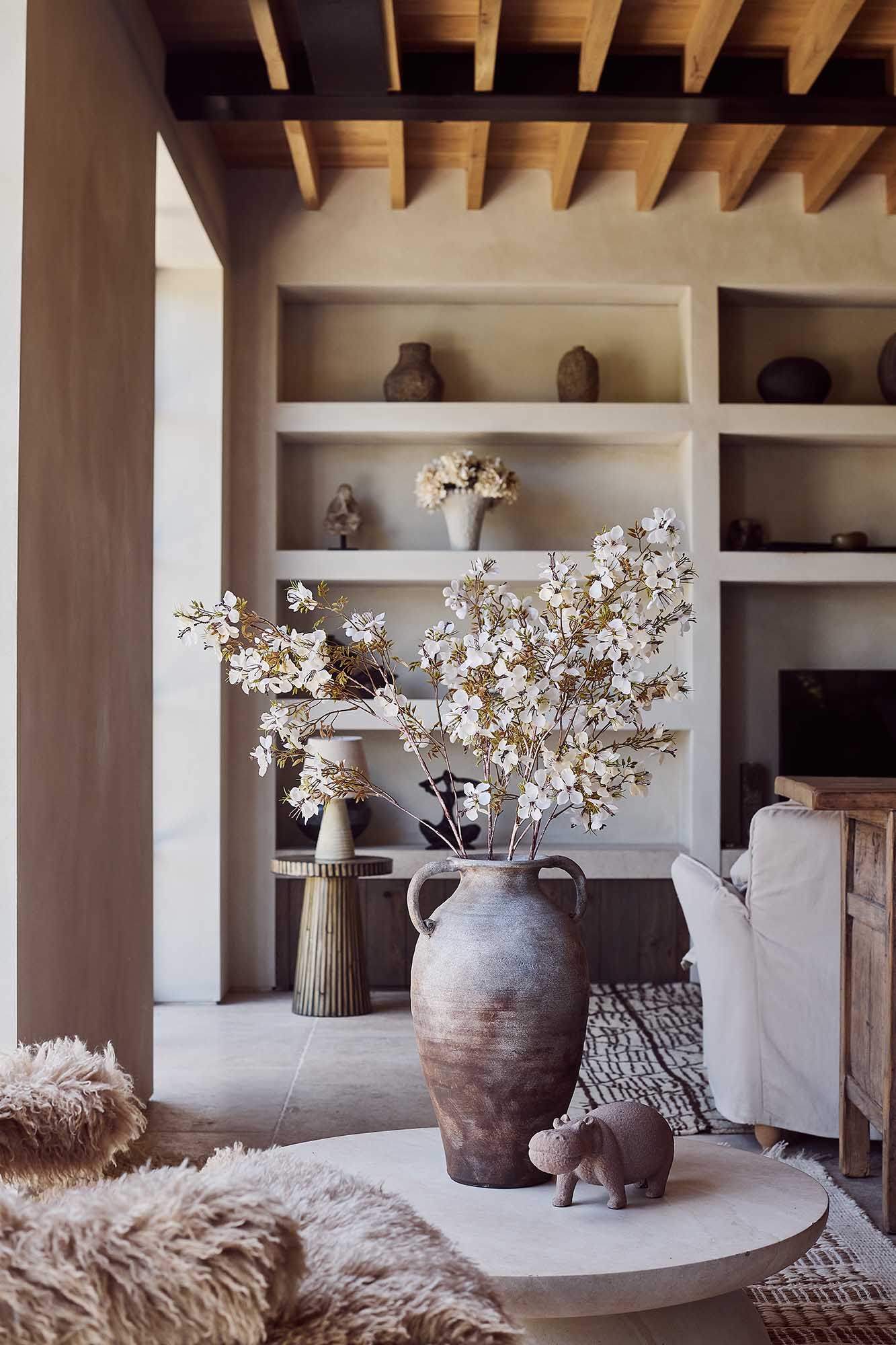 Artificial Prunus Blossom Bouquet, Cream - Image 5