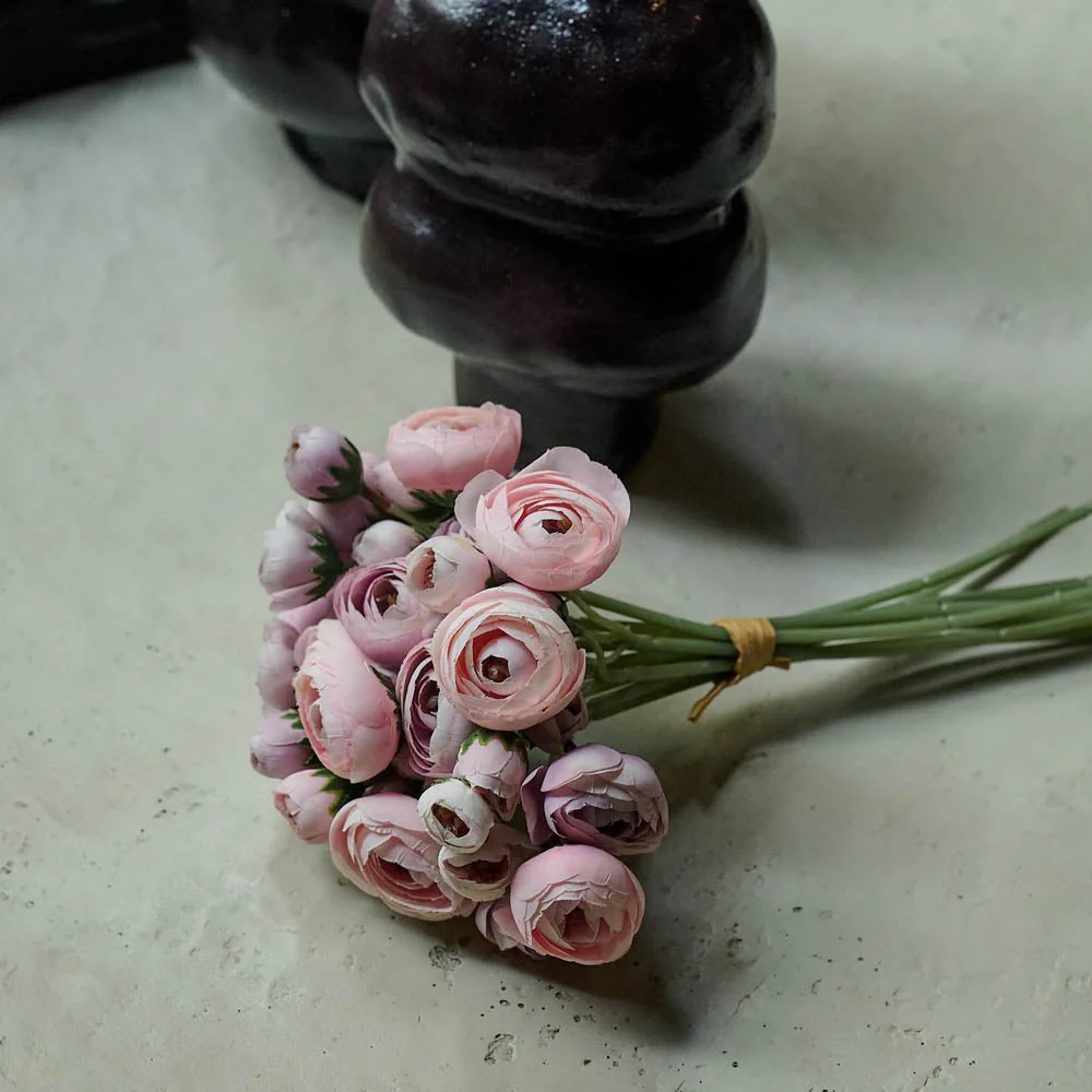 Artificial Ranunculus Bunch, Blush - Image 4