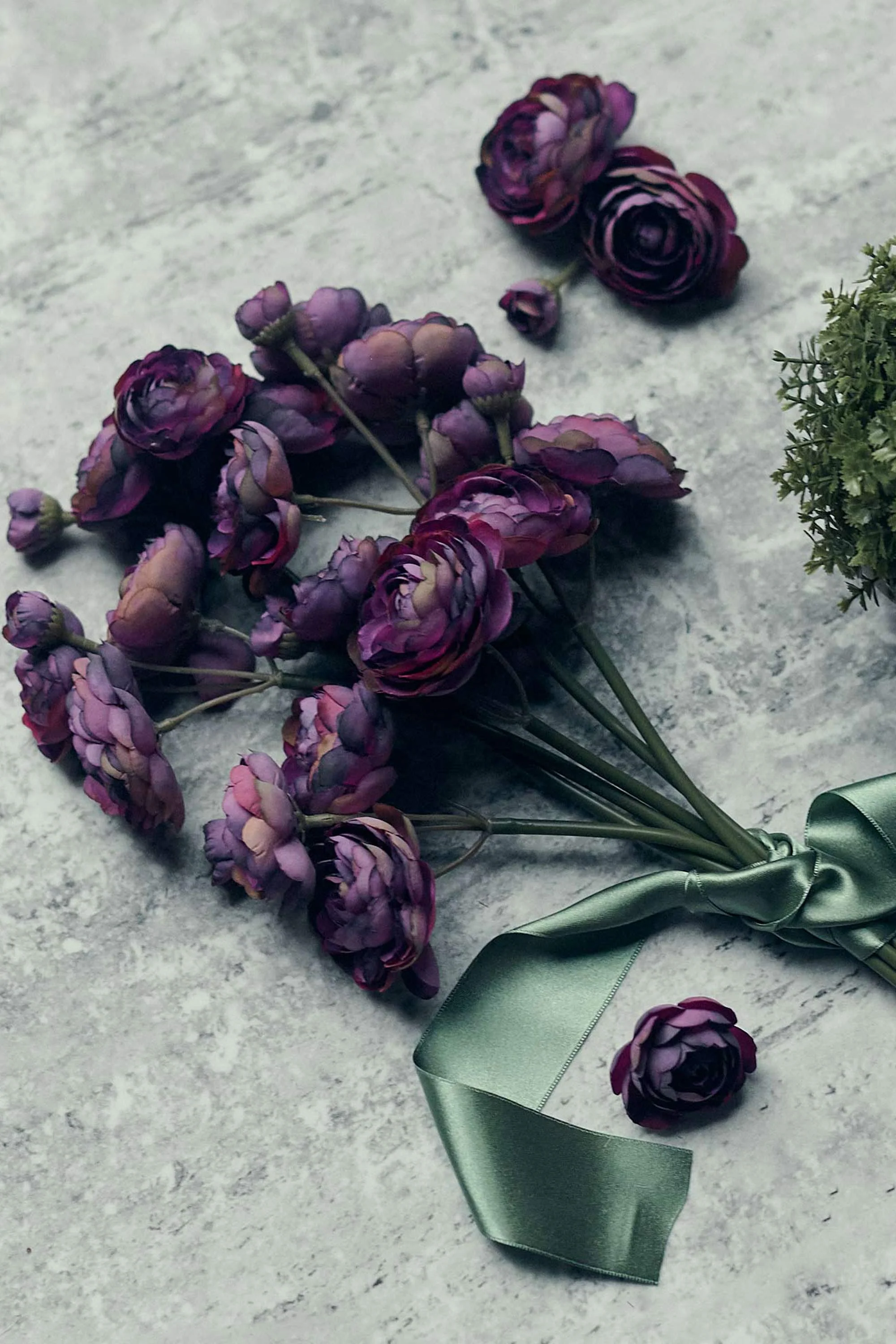 Artificial Ranunculus Bunch, Purple - Image 5
