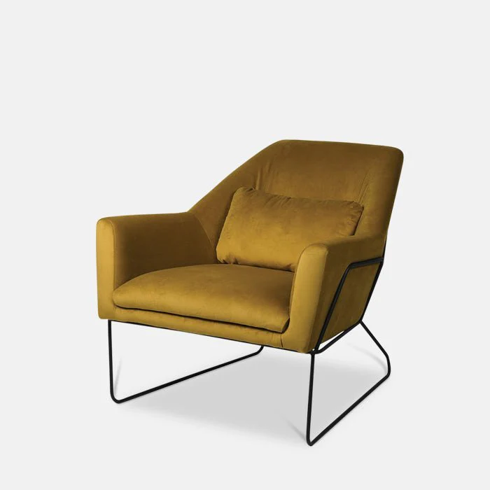 Atura Yellow Velvet Armchair - Image 4