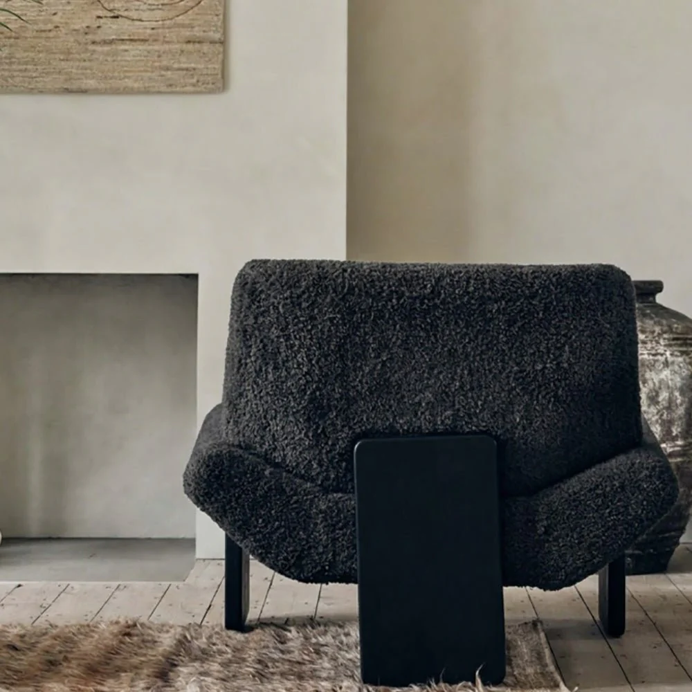 Axel Faux Shearling Accent Chair, Charcoal - Image 3