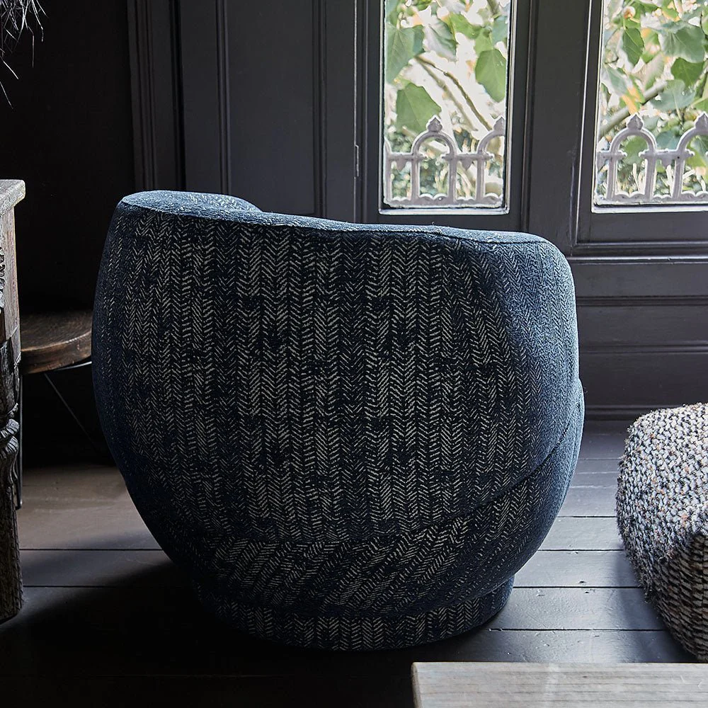 Elliot Blue Curved Armchair - Image 5