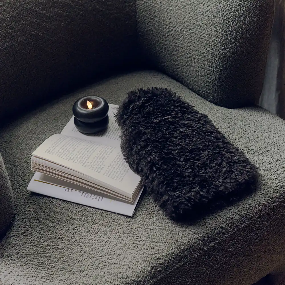 Faux Fur Hot Water Bottle, Mocha