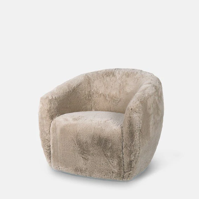 Heidi Faux Sheepskin Swivel Armchair - Image 4