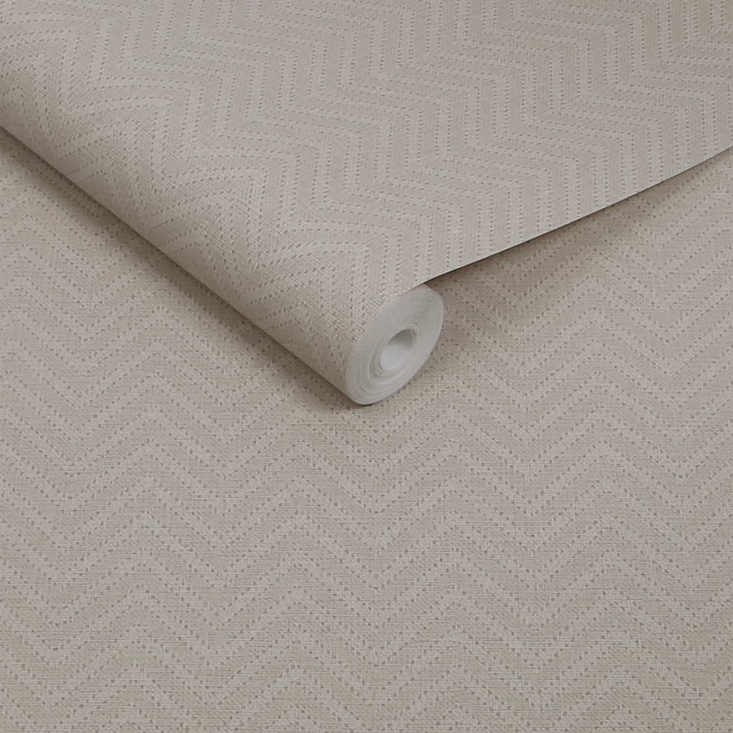 Herringbone Weave Wallpaper, Pebble - Image 5