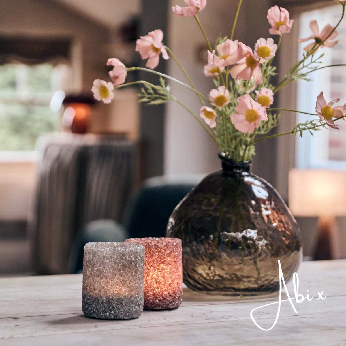 Iona Glass Candle Holder - Smoke - Image 5
