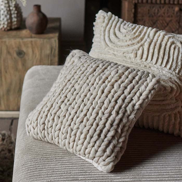 Maine Knitted Cushion - Beige