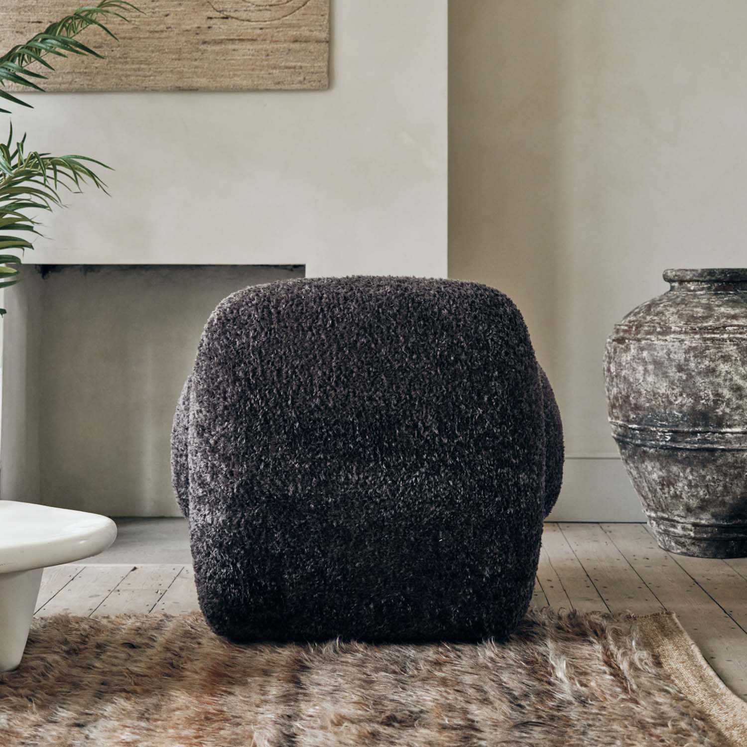 Natasha Faux Shearling Armchair, Charcoal - Image 6
