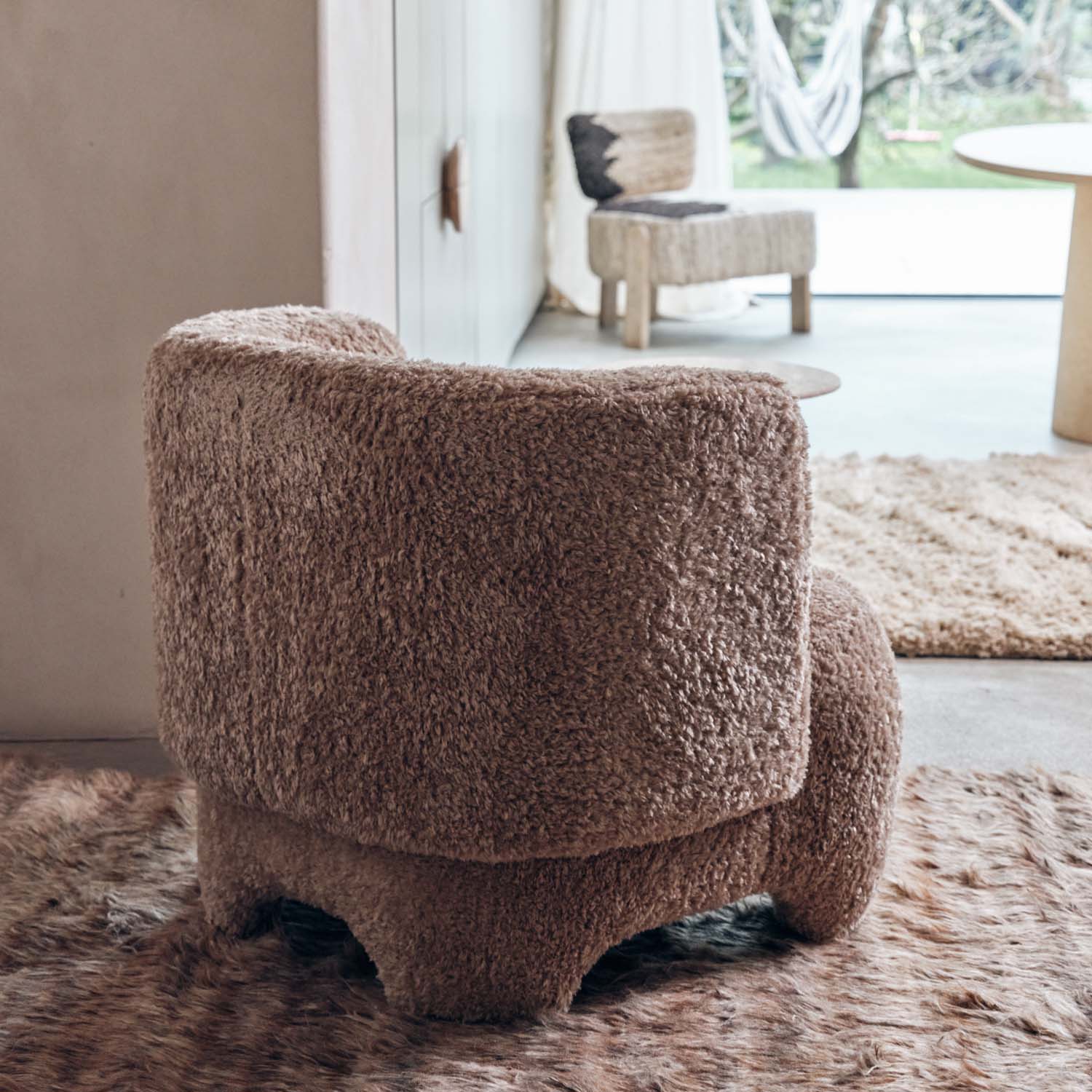 Nola Faux Shearling Armchair, Beige - Image 6