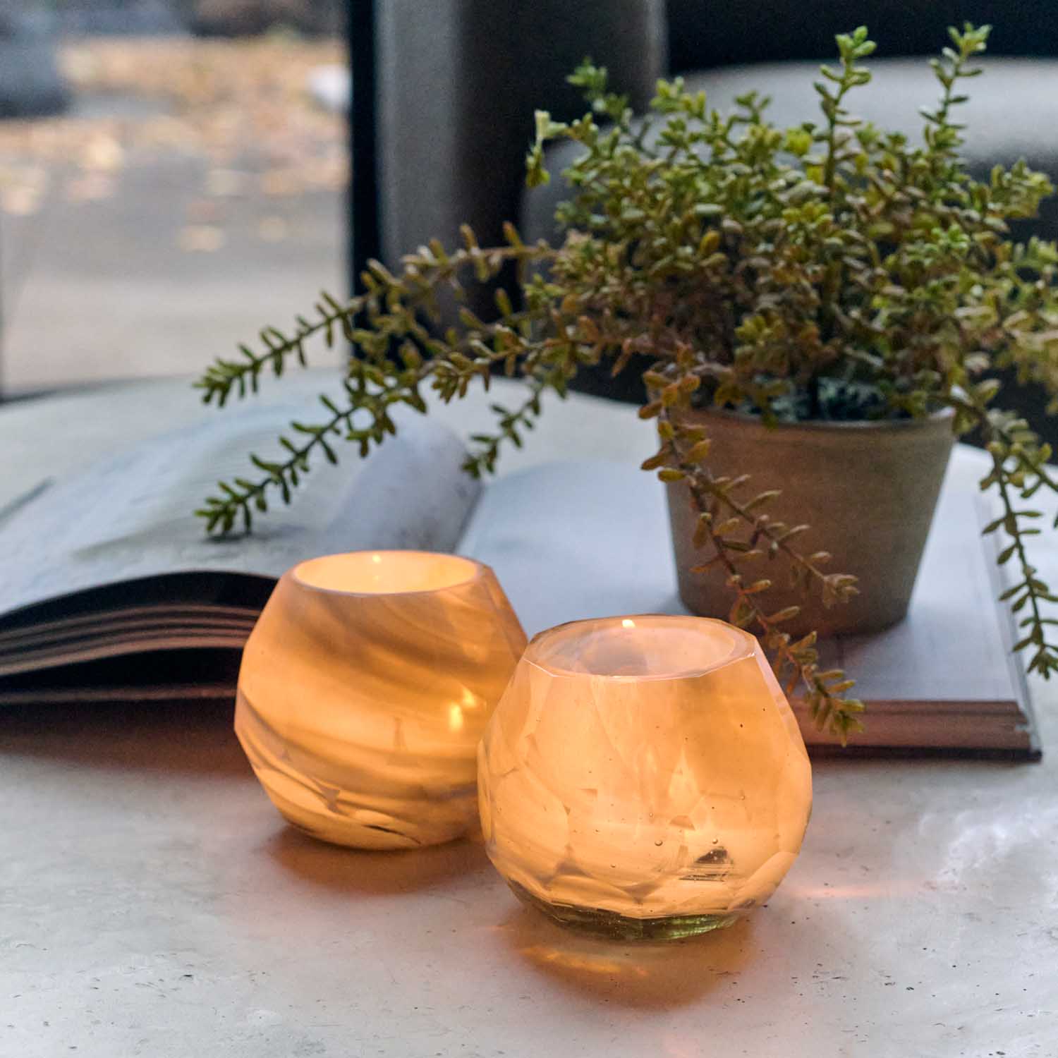 Oleander Glass Candle Holder - Set of 2 - Image 2