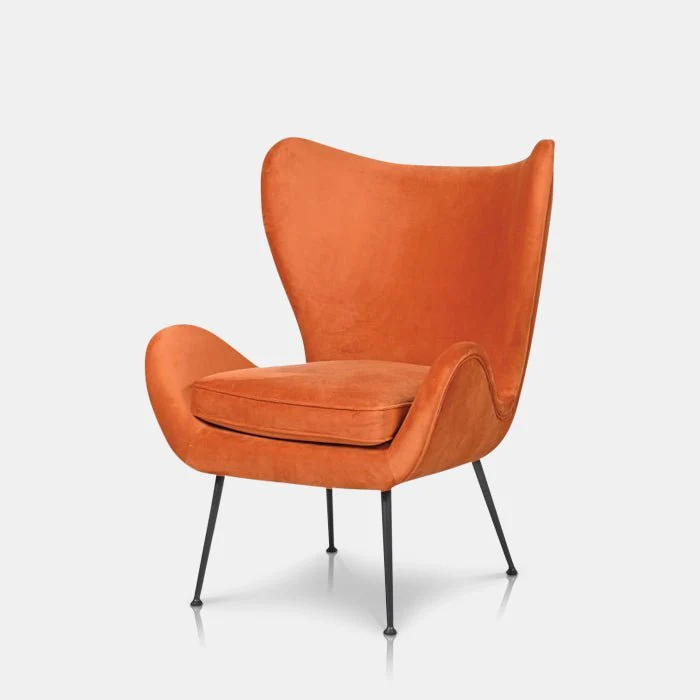Ostra Orange Velvet Armchair - Image 4