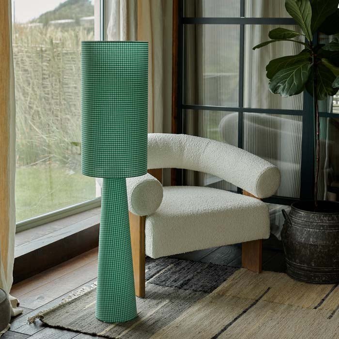 Rylan Floor Lamp, Green Gingham