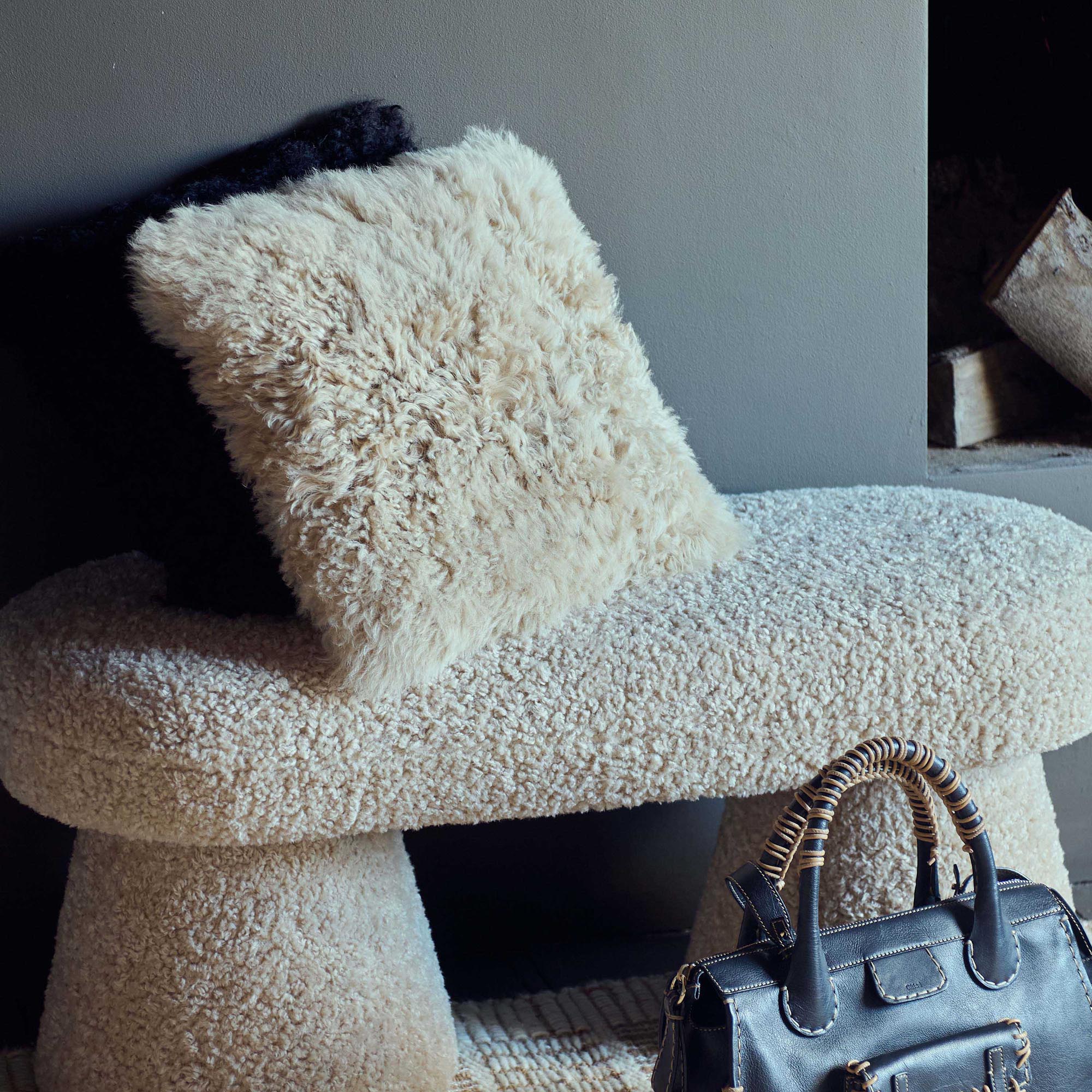 Sloan Shearling Cushion, Sand - Image 2