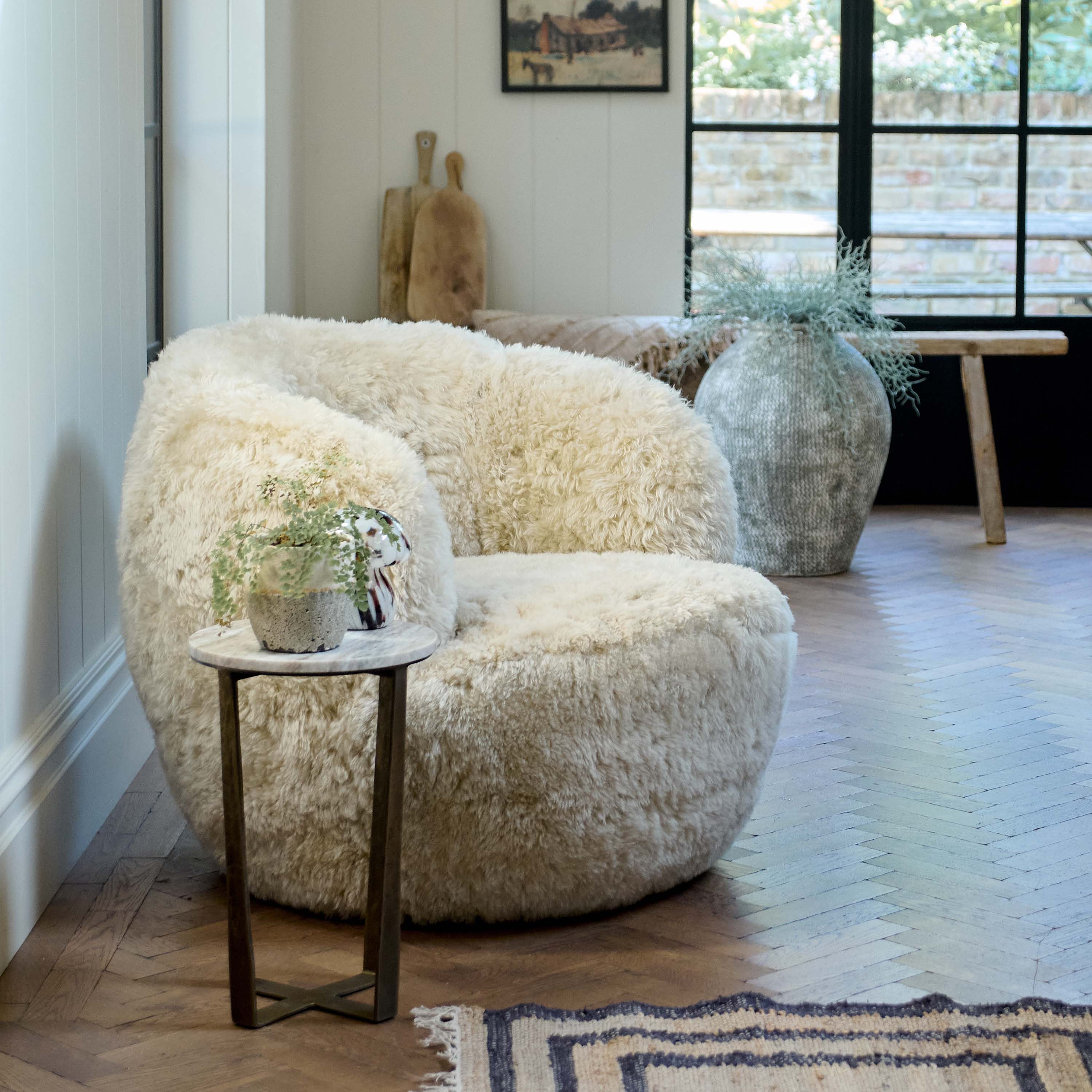 Solange Sheepskin Swivel Armchair - Honey