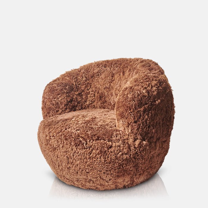 Solange Sheepskin Swivel Armchair, Chestnut - Image 4