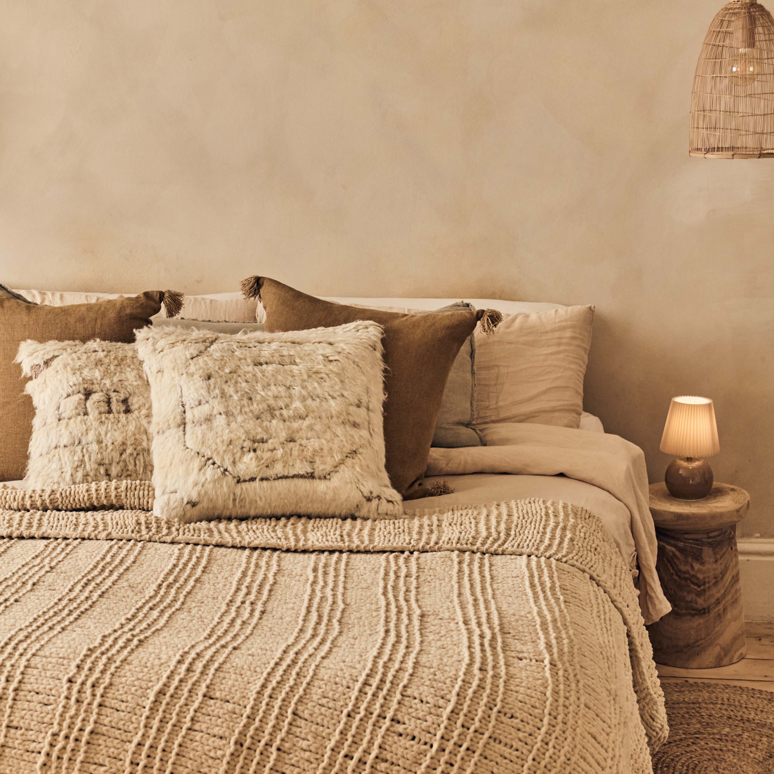 Thornton Knitted Throw, Cream - Image 3