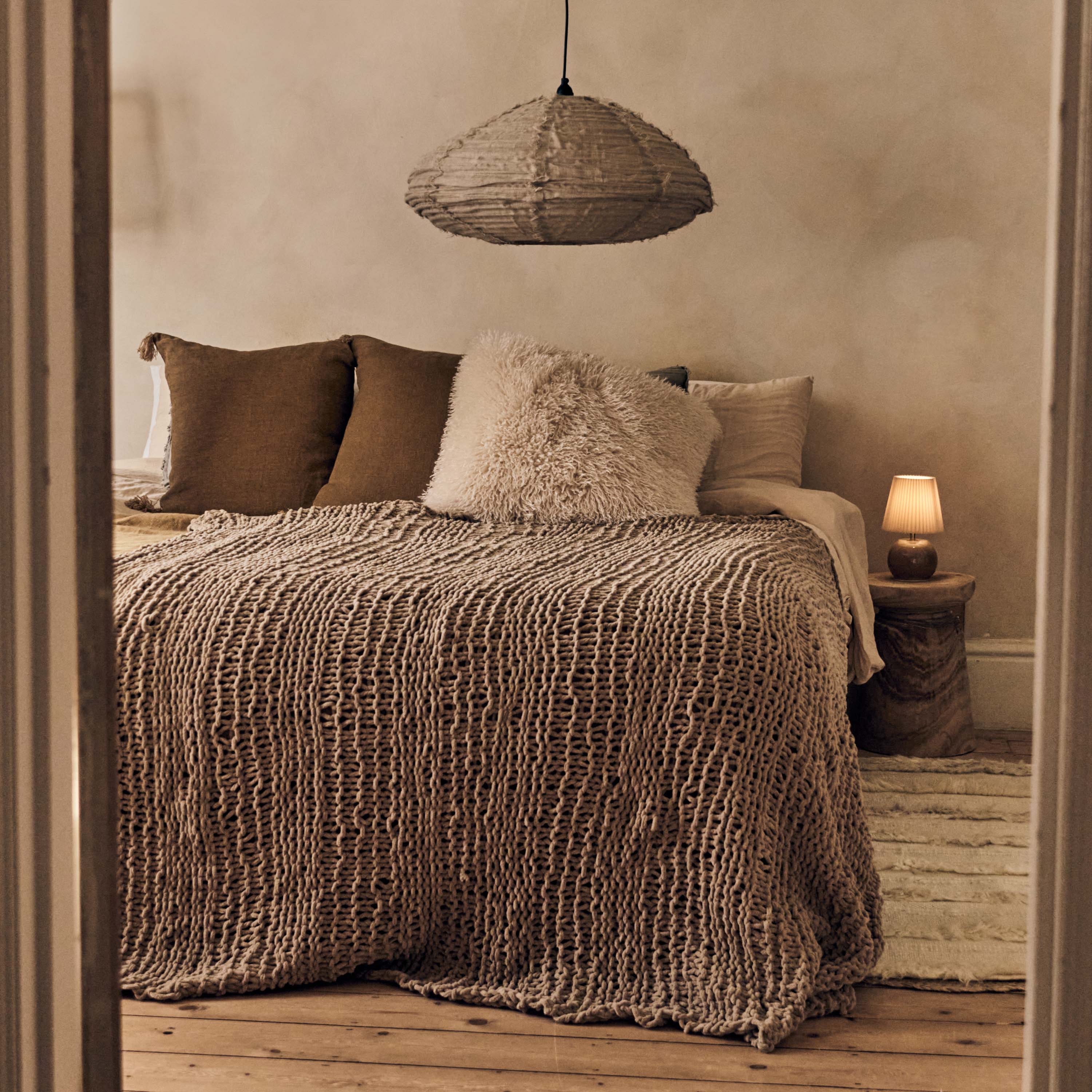 Thornton Knitted Throw, Taupe - Image 2