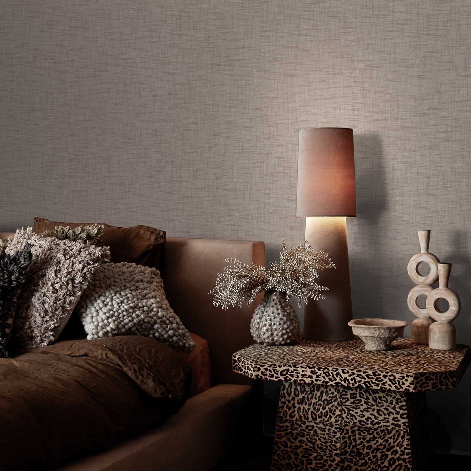 Weathered Linen Wallpaper, Stone
